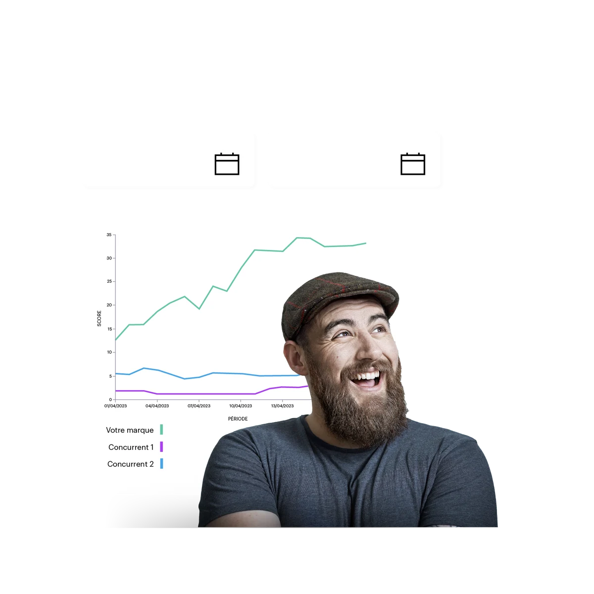 man with beard and brown cap with SuperBowl analysis behind him
